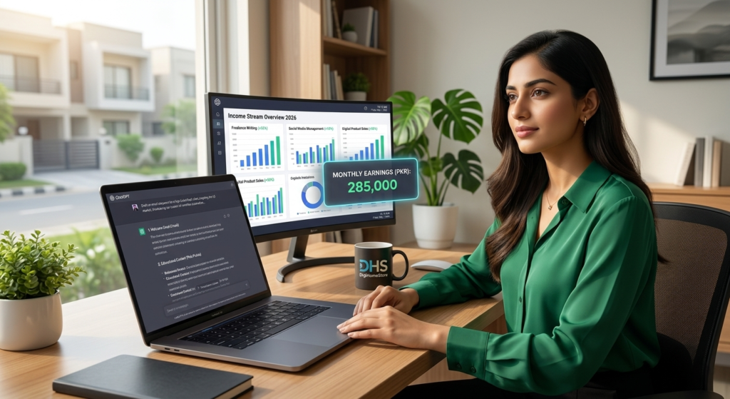 person making money with chatgpt on laptop in 2026